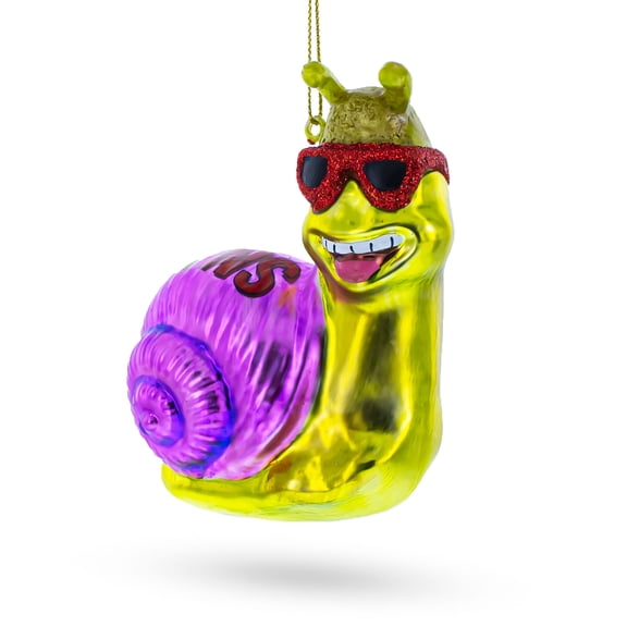 Cool Snail Sporting Sunglasses Glass Christmas Ornament