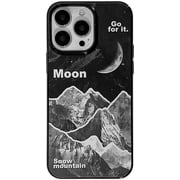 Cool Snow Mountain Moon Soft Phone Case Compatible with iPhone Case Black,iPhone 15