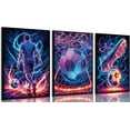 thumbnail image 1 of Cool Soccer Canvas Wall Hieng Abstract Soccer Sneakers Posters Prints Paintings Neon Boys Football Themed Bedroom Wall Decor Hiengwork for Boys Room Teen Kids Playroom Decoration, 1 of 6