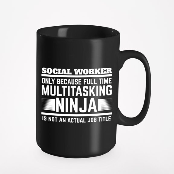 Cool Social Worker, Black 15oz Ceramic Mug