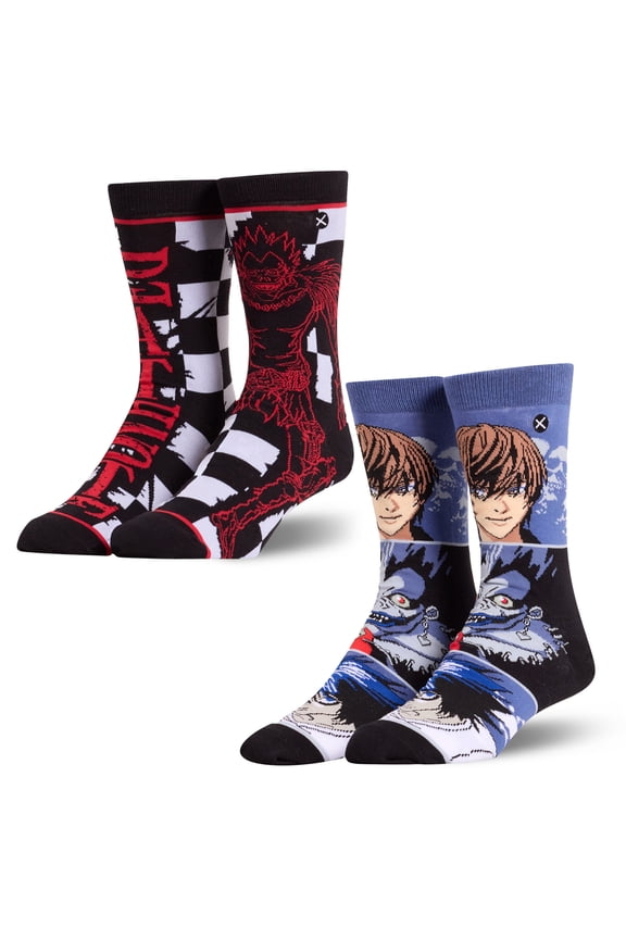 – Death Note – 2-Pack Novelty Crew Sock Bundle – Size Large – Men's 8–12 / Women's 9.5–13.5