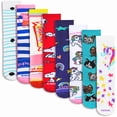 thumbnail image 1 of Cool Sock – Girls 8-Pack Crew Socks Bundle for Big Kids – Soft Cotton Blend – Fun Colorful Designs –, 1 of 3