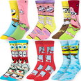 thumbnail image 1 of Cool Socks – SpongeBob SquarePants 6-Pack Crew Socks Bundle – Patrick, Squidward, Sandy & Mr. Krabs, 1 of 1