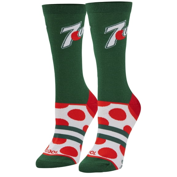 Cool Socks – 7UP Big Dots Crew Socks – Official Licensed Novelty Unisex Socks – Medium Size Comfy