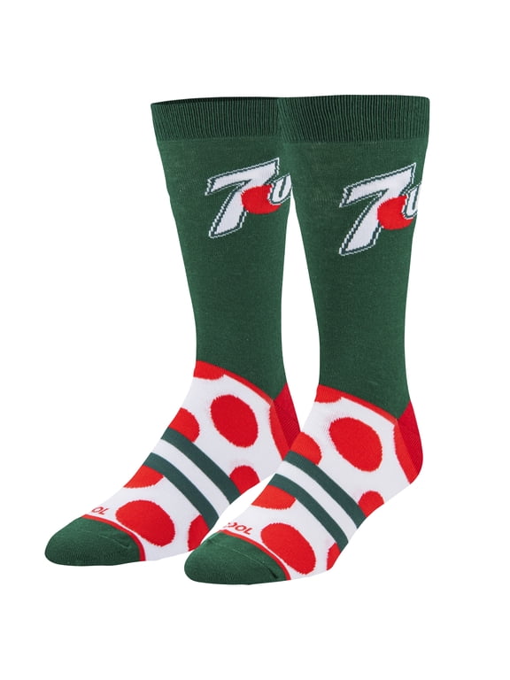 Cool Socks Green 7UP Soda Pop Crew Socks, Size Large