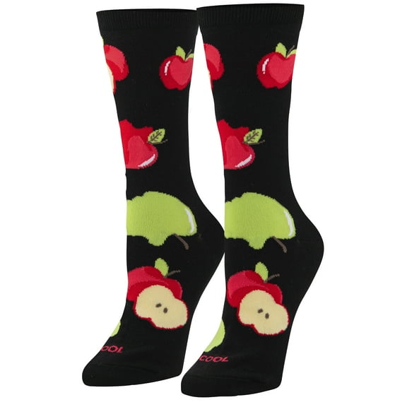 Cool Socks Apples Fun Fruit Print Novelty Crew Socks for Women