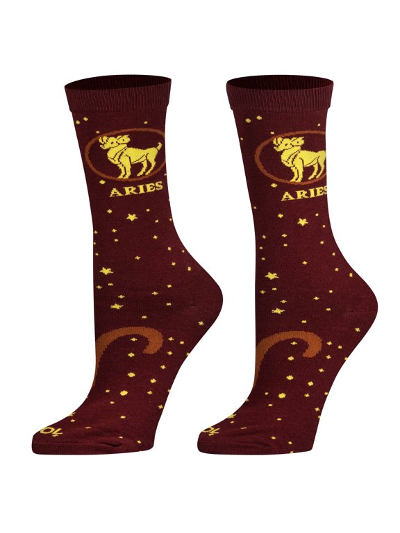 Cool Socks Aries Zodiac Astrology Crew Socks, Size Medium