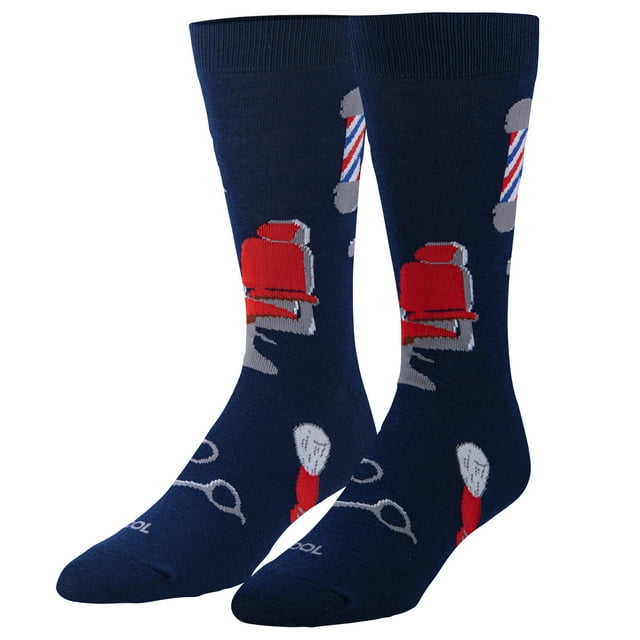 Cool Socks Barber Shop Fun Print Novelty Crew Socks for Men