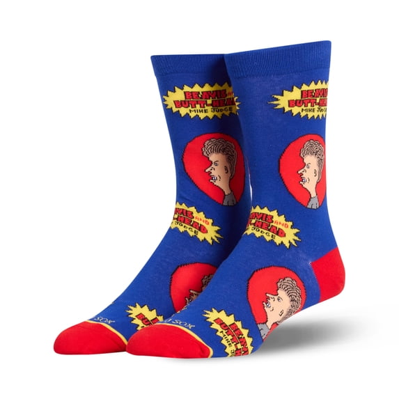 Cool Socks Beavis & Butthead Novelty Funny Cool Crew Socks, Size Large