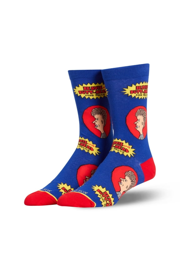 Beavis & Butt-Head All-Over Crew Socks Size Large for Men & Women MTV Cartoon