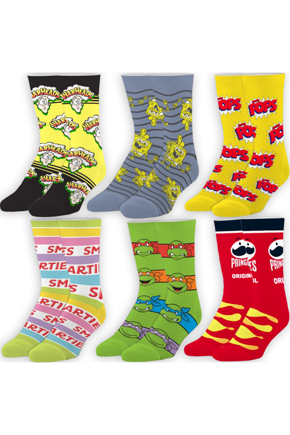 Cool Socks Big Kid 6-Pack Bundle Colorful Novelty Crew Socks Large (710) for Boys & Girls Fun