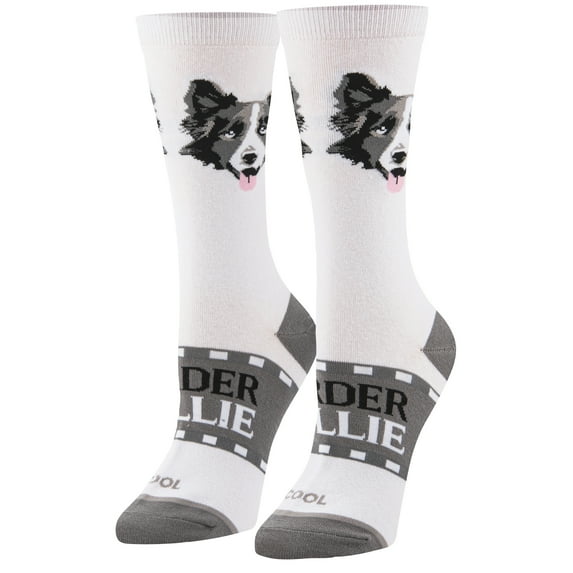 Cool Socks Border Collie Fun Print Novelty Crew Socks for Women, Size 5-10