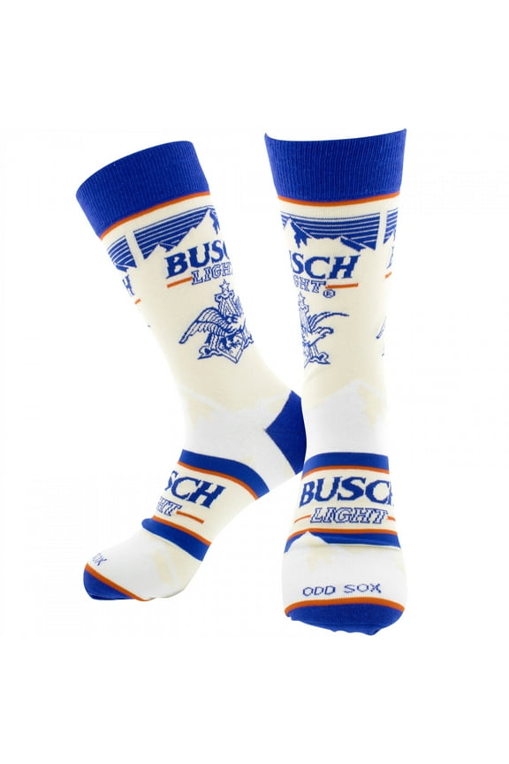 Cool Socks – Busch Light Retro Crew Socks – Size Large for Men & Women – Vintage Beer Graphic –