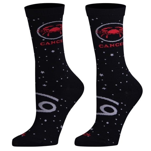 Cool Socks Cancer Zodiac Astrology Crew Socks, Size Medium