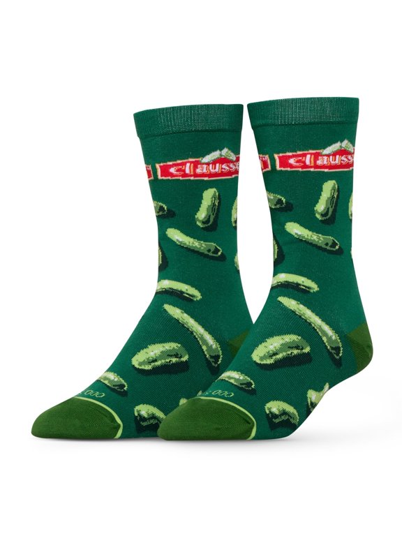 Cool Socks Claussen Pickles Novelty Funny Cool Crew Socks, Size Large
