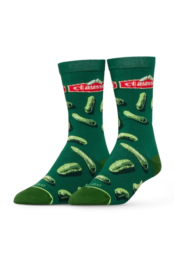 Cool Socks Claussen Pickles Crew Socks Cool All-Over Claussen Pickles Print | Officially Licensed