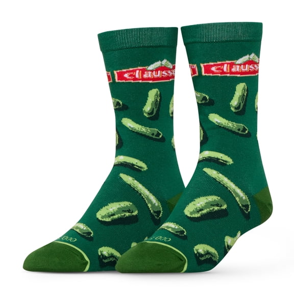 Cool Socks Claussen Pickles Novelty Funny Cool Crew Socks, Size Medium