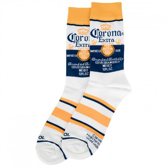 Cool Socks – Corona Extra Bottle Graphic – Novelty Crew Socks – Size Large – Men's 8–12 / Women's