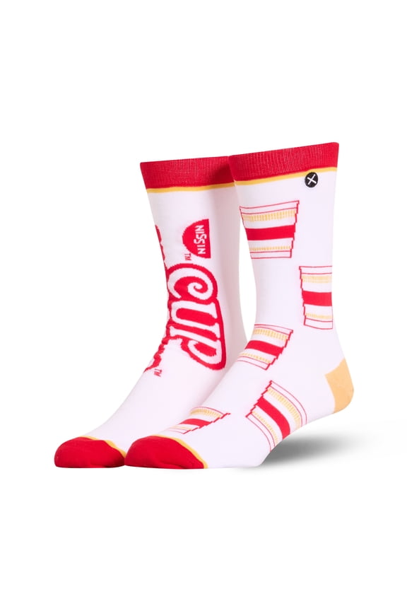 Cool Socks Cup Noodles Split Crew Socks Size Large for Men & Women Fun Ramen Graphic Comfy