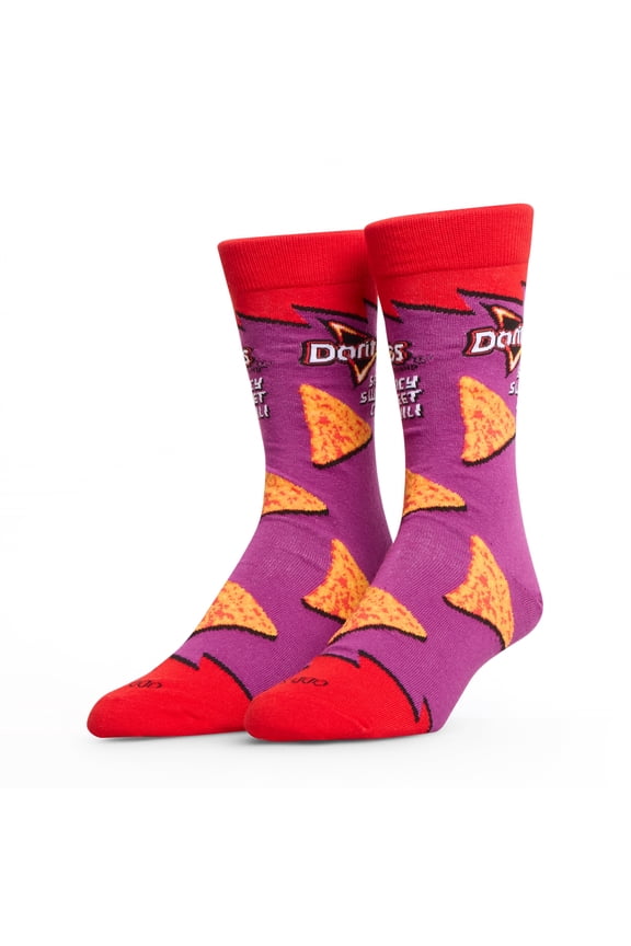 Cool Socks Doritos Spicy Sweet Chili Snack Foodie Crew Socks, Size Medium
