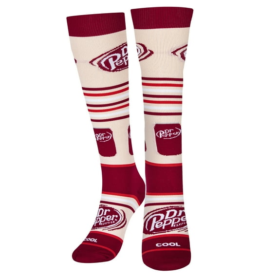 Cool Socks, Dr Pepper, Fun Novelty Knee High Compression Socks