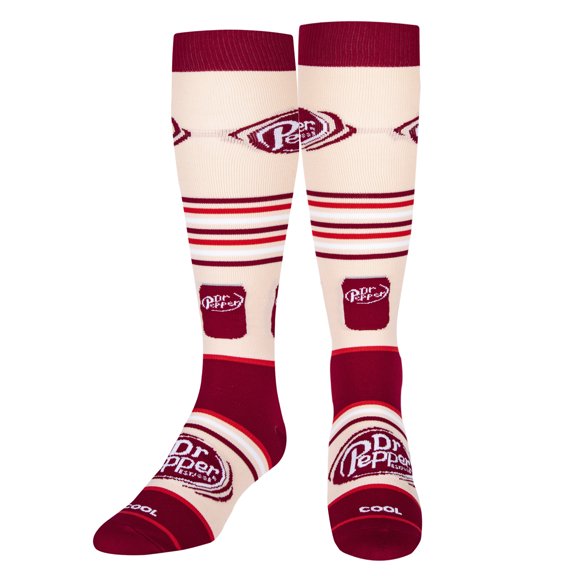 Cool Socks, Dr Pepper, Fun Novelty Knee High Compression Socks