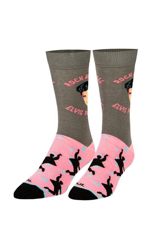 Cool Socks – Elvis Presley – Rock and Roll Icon Crew Socks – Retro Music Graphic Design – Novelty