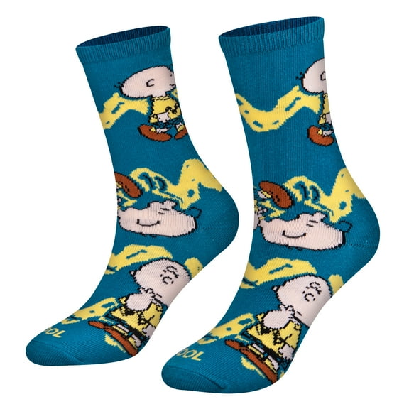 Cool Socks – Charlie Brown Crew Socks for Big Kids (Ages 7–10) – Peanuts Cartoon Novelty Sock – Fun