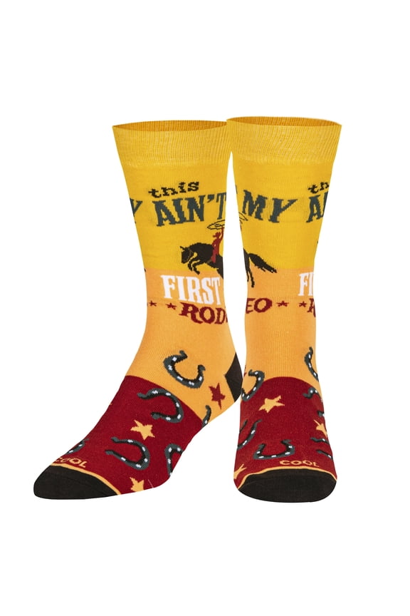 , First Rodeo Men's, Fun Novelty Crew Socks