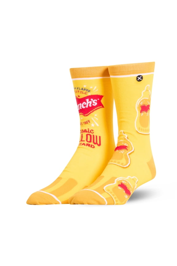 Cool Socks Frenchs Mustard Split Crew Socks Size Large for Men & Women Classic Yellow