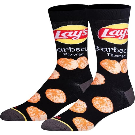 Cool Socks, Frito Lays Barbeque Chips, Fun Snack Food Novelty Gift Socks, Adult
