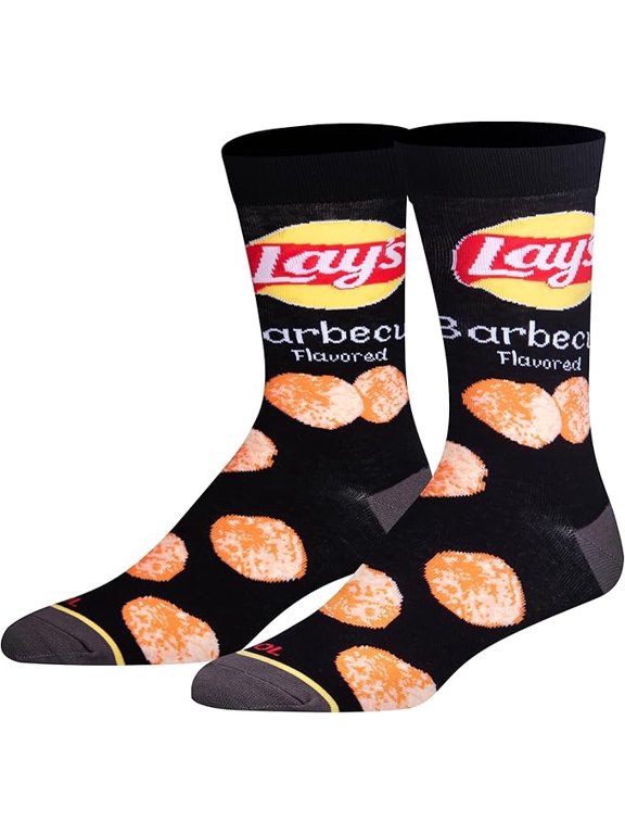 Cool Socks Lays BBQ Snack Foodie Crew Socks, Size Large