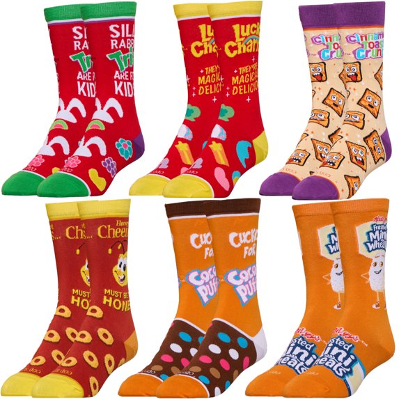 Cool Socks General Mills Bundle Cereal Breakfast Crew Socks, Size Medium