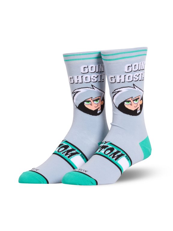 Cool Socks Goin Ghost Danny Phantom Novelty Funny Crew Socks, Size Large