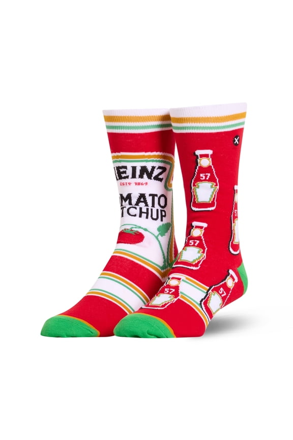 Cool Socks Heinz Ketchup Split Crew Socks Size Large for Men & Women Classic Red Bottle