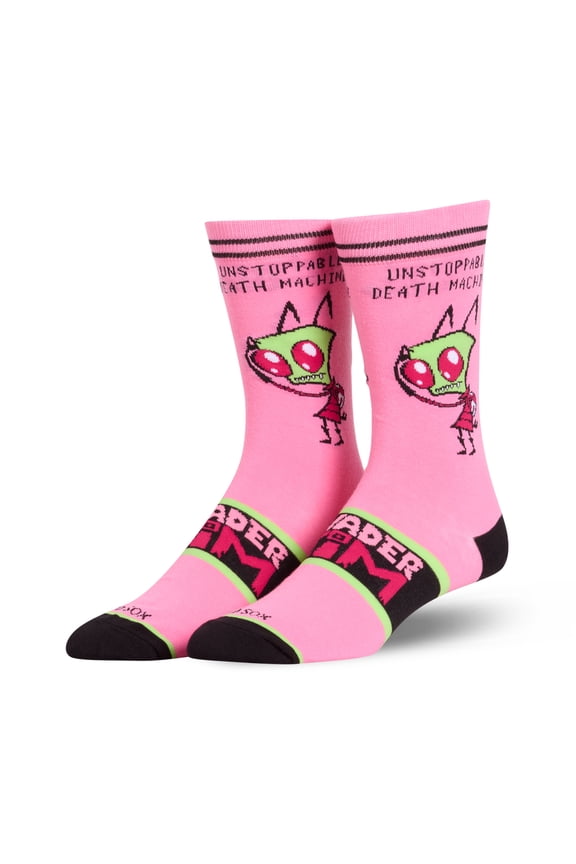 Invader Zim Crew Socks Size Large for Men & Women Alien Cartoon Graphic Comfy