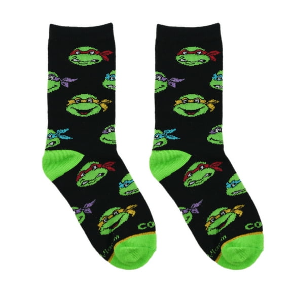 Cool Socks – Teenage Mutant Ninja Turtles Crew Socks for Big Kids – TMNT Heads Design – Sized Ages