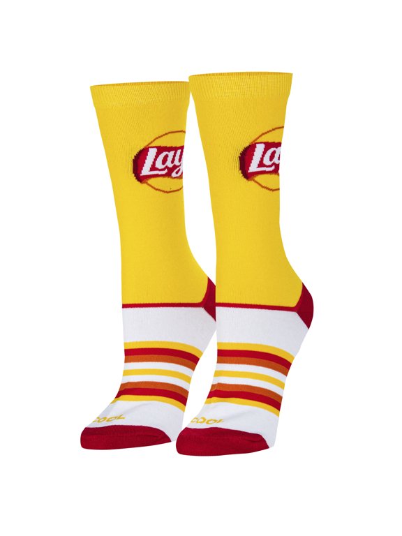 Cool Socks Lays Stripes Snack Fun Crew Socks, Size Medium