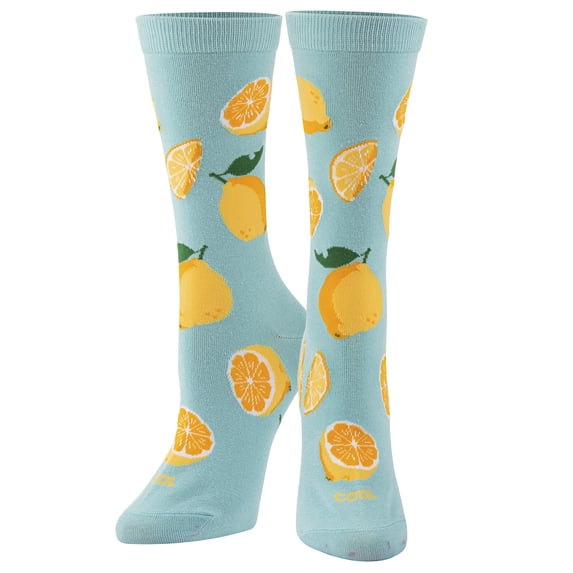 Cool Socks Lemons Fun Fruit Print Novelty Crew Socks for Women