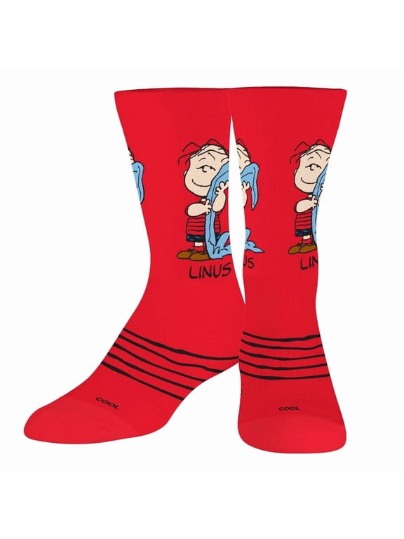 Linus Peanuts Crew Socks Charlie Brown Cartoon Comic Novelty Sock Size Large for Men &