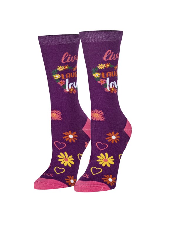 Cool Socks Live Laugh Love Sassy Funny Crew Socks, Size Medium