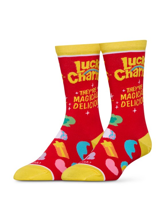 Cool Socks Lucky Charms Magicially Delicious Crew Socks, Size Large
