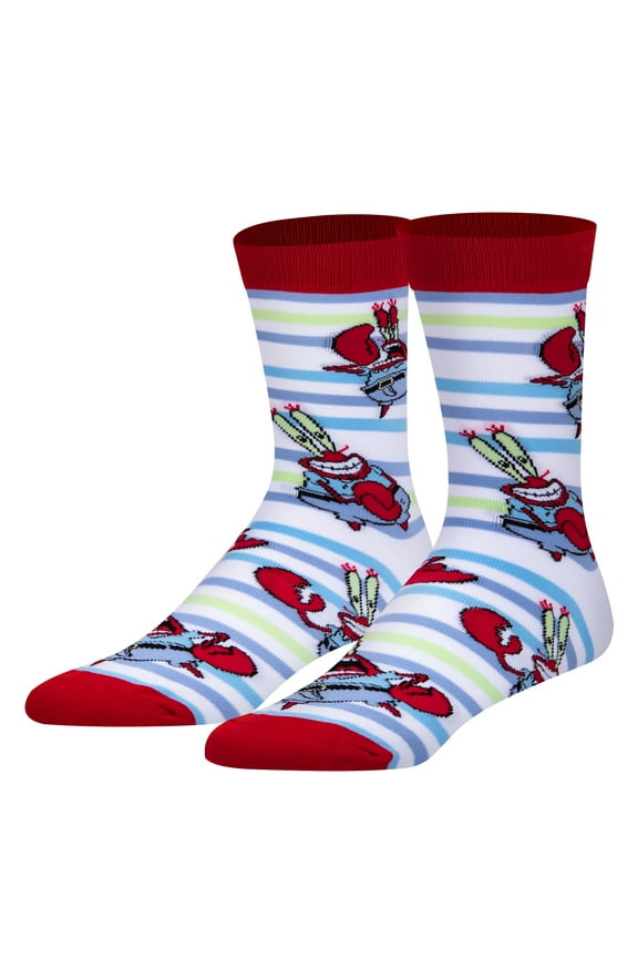 – Spongebob Mr. Krabs Crew Socks for Men, Women & Teens – Funny Cartoon Design – Size