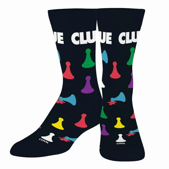 Cool Socks Clue Hasbro Crew Socks Officially Licensed Board Game Sock Size Large for Men & Women-