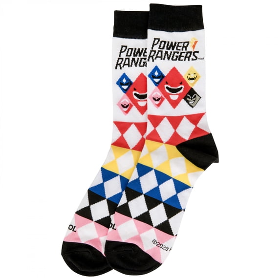 Cool Socks, Men's Funny Graphic Novelty Sock, Power Rangers Team, Adult Large