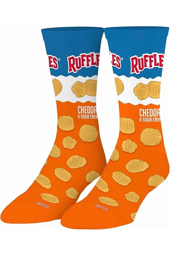 , Men's Funny Graphic Novelty Sock, Ruffles Flavors Chips, Adult Large