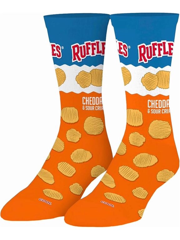 , Men's Funny Graphic Novelty Sock, Ruffles Flavors Chips, Adult Large
