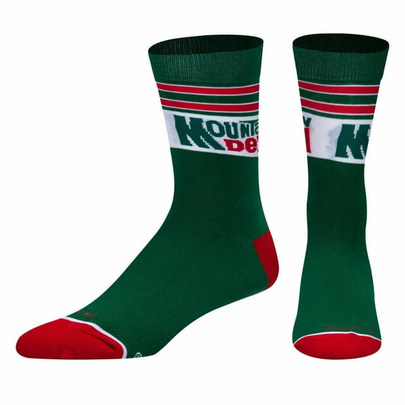 Cool Socks, Men's Funny Novelty Socks, Mountain Dew Retro Crew, Adult Large