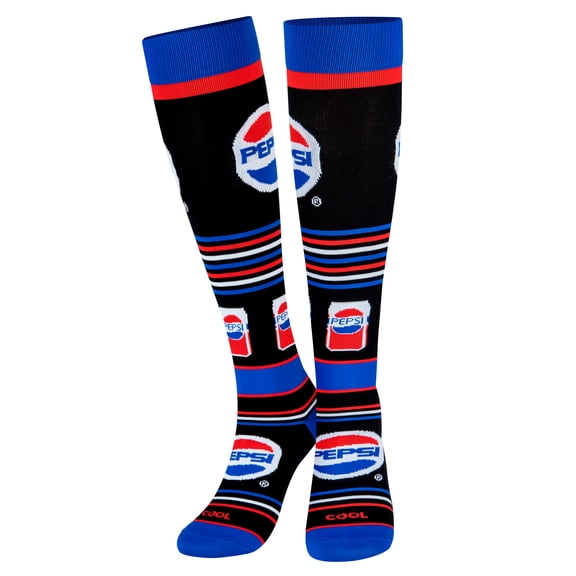 Cool Socks, Mens, Knee High Compression Socks, Pepsi Soda Print
