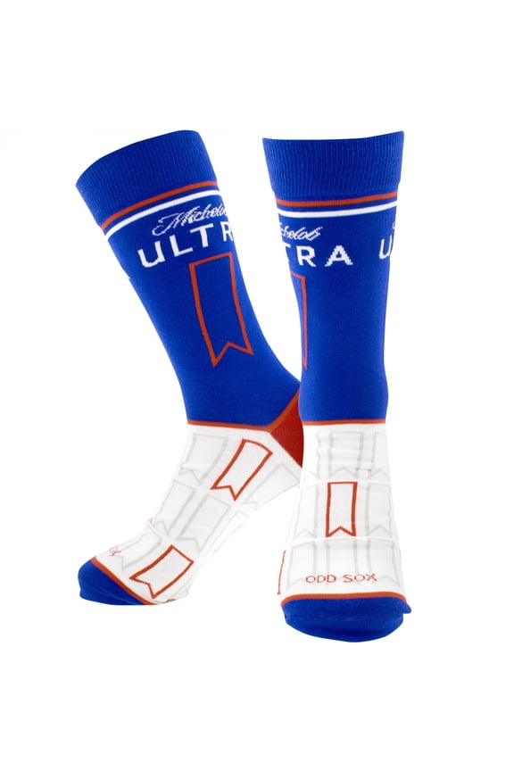 Cool Socks – Michelob Ultra Can Crew Socks – Size Large for Men & Women – Low-Cal Beer Graphic –